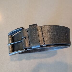 Guess Black Leather Belt with Silver Buckle